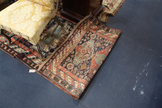 A Shirvan blue ground runner, c.1900, 15ft 6in by 3ft 7in.